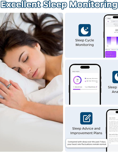Load image into Gallery viewer, Smart Ring Health Tracker, Sleep Tracker Ring with Heart Rate, Waterproof Fitness Ring for Activity Monitoring/Steps/Distance/Calories,Air Gestures,Up to 7Day Battery,For Ios Android(Stylish Silver#8)