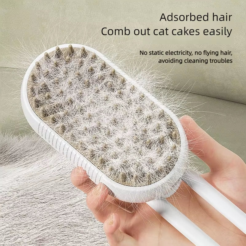 Pet Steam Brush Electric Spray Cat Hair Brush 3 In1 Dog Steamer Brush for Massage Hair Removal Grooming Supplies Pet Accessories