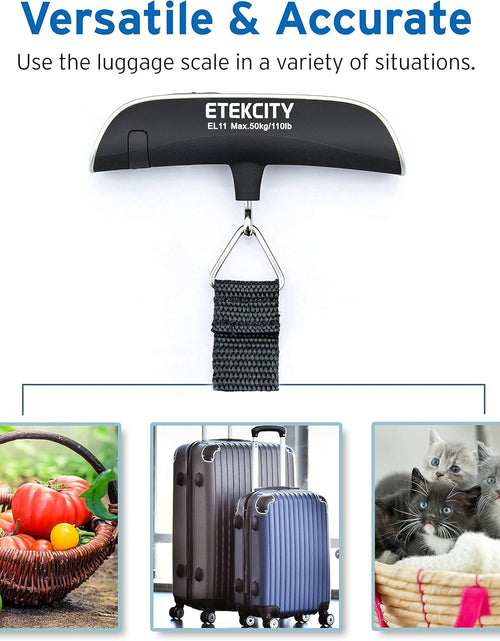 Load image into Gallery viewer, Luggage Scale, Digital Portable Handheld Suitcase Weight for Travel with Rubber Paint, Temperature Sensor, 110 Pounds, Battery Included