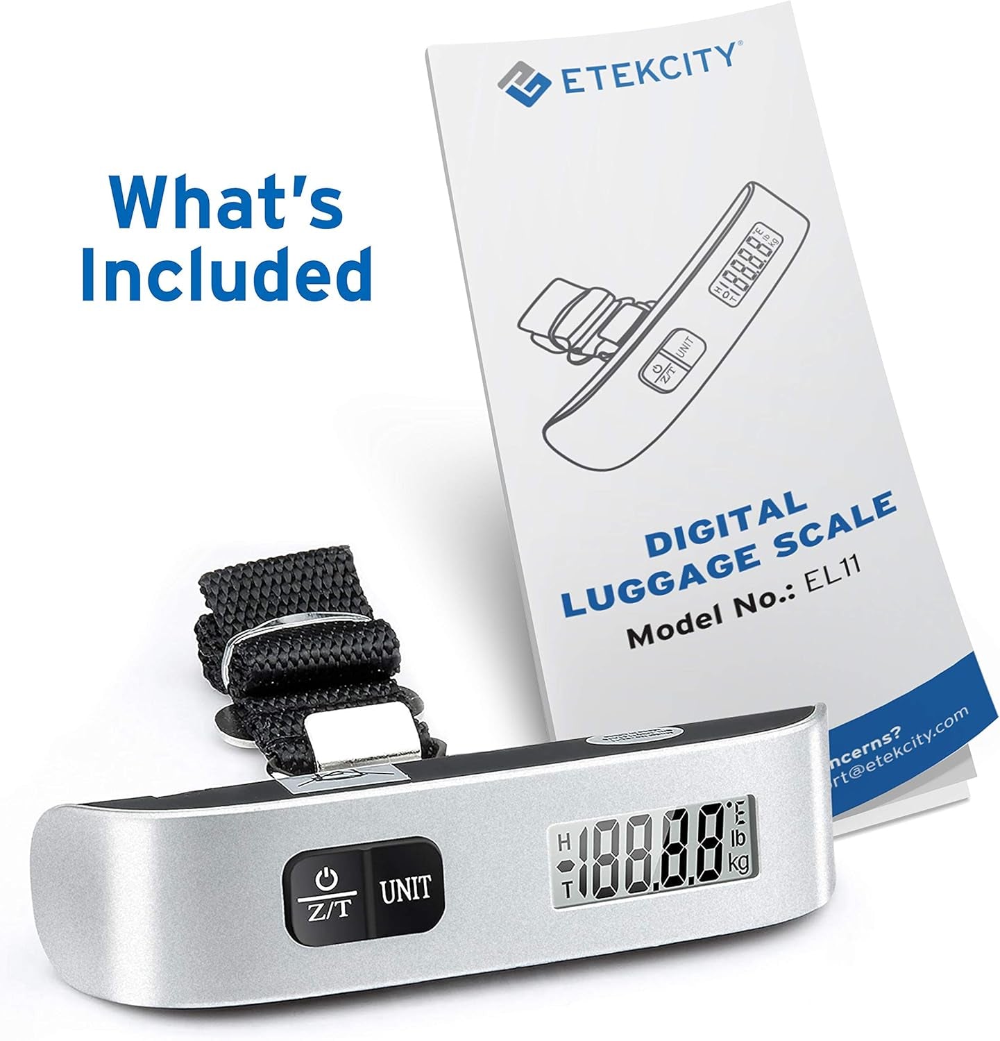 Luggage Scale, Digital Portable Handheld Suitcase Weight for Travel with Rubber Paint, Temperature Sensor, 110 Pounds, Battery Included