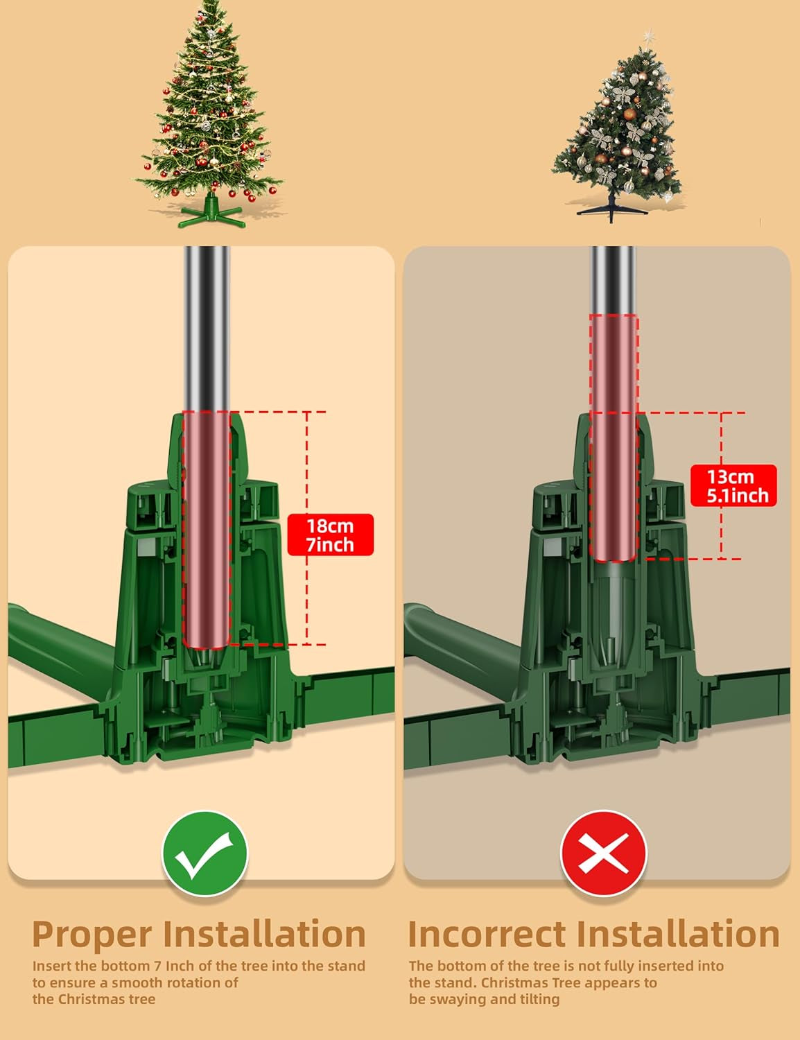 48 Inches Christmas Tree Skirt with 3D Snowflake for Xmas Tree Holiday Party Decorations (Red)