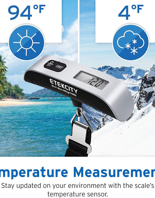 Load image into Gallery viewer, Luggage Scale, Digital Portable Handheld Suitcase Weight for Travel with Rubber Paint, Temperature Sensor, 110 Pounds, Battery Included