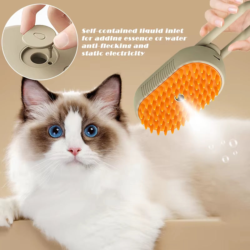 Pet Steam Brush Electric Spray Cat Hair Brush 3 In1 Dog Steamer Brush for Massage Hair Removal Grooming Supplies Pet Accessories