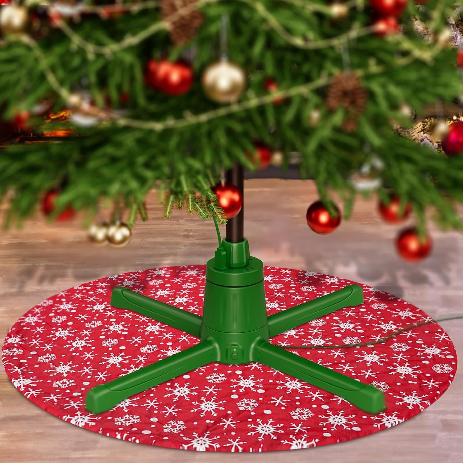 48 Inches Christmas Tree Skirt with 3D Snowflake for Xmas Tree Holiday Party Decorations (Red)