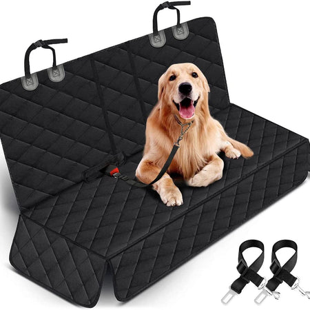 Dog Car Seat Cover, Back Seat Cover for Dogs Pet Car Seat Protector Waterproof Bench Car Seat Cover, Non-Slip Reat Seat Cover Fits Middle Armrest for Most Cars Trucks Suvs - Black