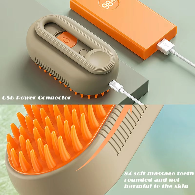 Pet Steam Brush Electric Spray Cat Hair Brush 3 In1 Dog Steamer Brush for Massage Hair Removal Grooming Supplies Pet Accessories