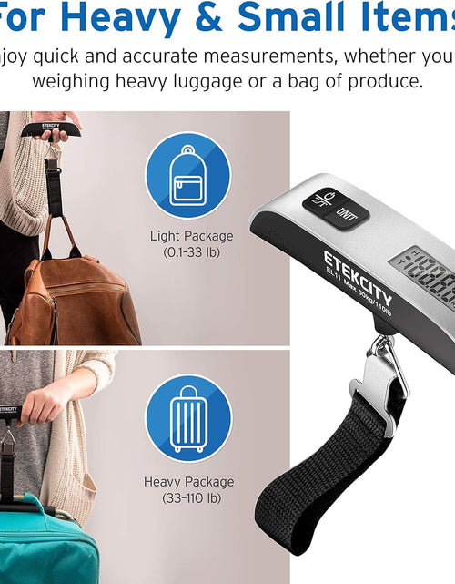 Load image into Gallery viewer, Luggage Scale, Digital Portable Handheld Suitcase Weight for Travel with Rubber Paint, Temperature Sensor, 110 Pounds, Battery Included