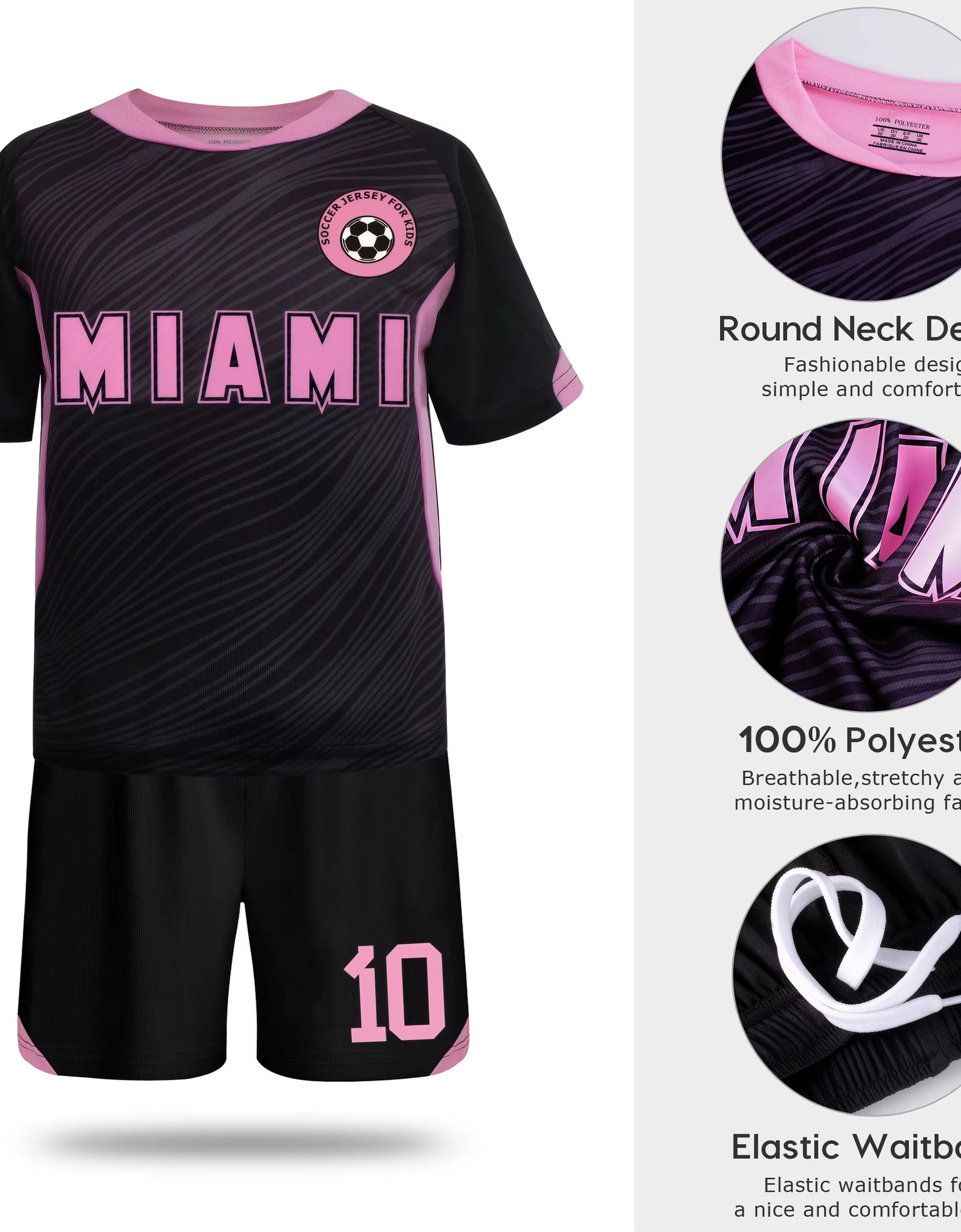 Miami Jerseys, Children'S Soccer Jerseys, Boys' and Girls' # 10 Youth Soccer Training Jerseys, Soccer Training Jerseys
