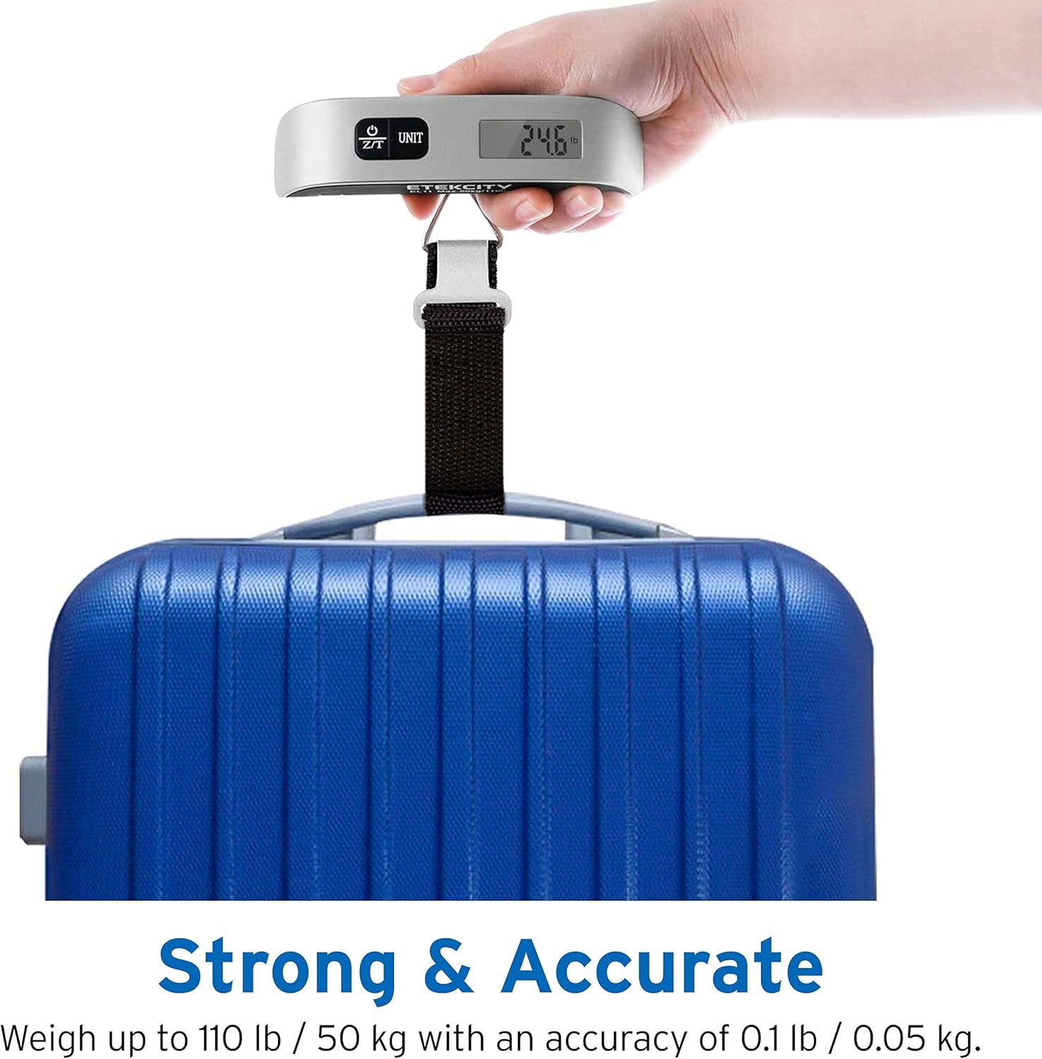 Luggage Scale, Digital Portable Handheld Suitcase Weight for Travel with Rubber Paint, Temperature Sensor, 110 Pounds, Battery Included
