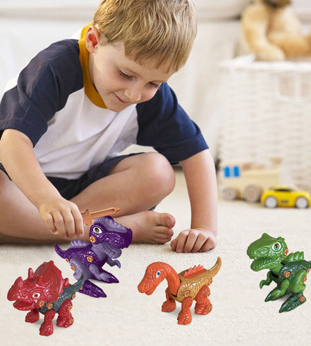 Take Apart Dinosaur Toys for Boys Building Play Kit with Screwdrivers DIY Construction Engineering Set and Learning for Kids 4 Dinosaurs Easter Christmas Birthday Gifts