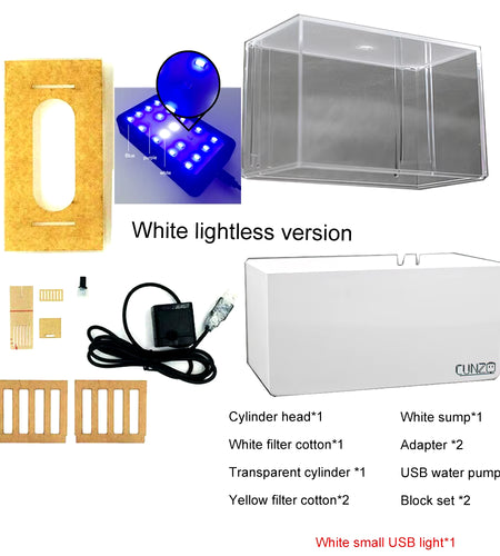 1.5L Mini Betta Fish Tank Aquarium Desktop Decorations Marine Aquaponic Fishes Bowl with Water Fliter USB Air Pump LED Light