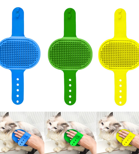 3Pack Pet Bath Brush, Dog Brush Cat Brush, Soft Brush Adjustable Width Size for Pet Shower/Grooming/Washing(Blue Green Yellow)