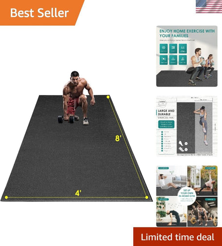 Large Exercise Mat, 8' X 4'X 1/4" Extra Durable Workout Mats for Home Gym Flo...