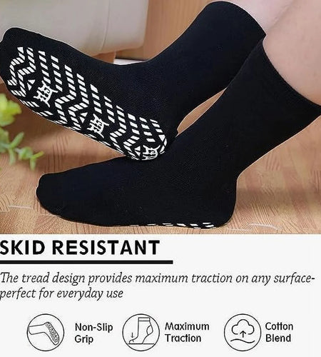 5 Pairs Non Slip Grip Socks - Ideal for Yoga, Pilates, Hospital Use - Men & Women'S Crew Sticky Gripper Socks (Size 7-10)
