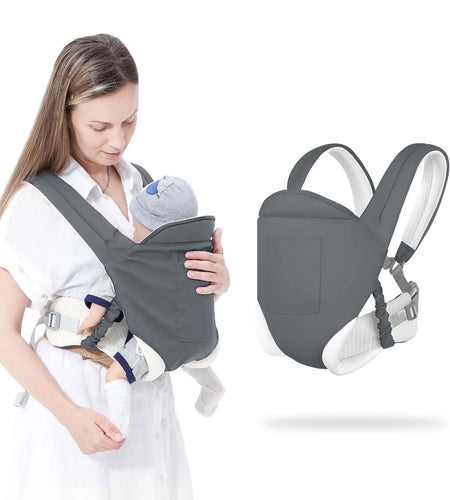 Baby Carrier, 4-In-1 Front and Back Toddler Carrier with Adjustable Hook, Soft Fabric and Breathable Mesh