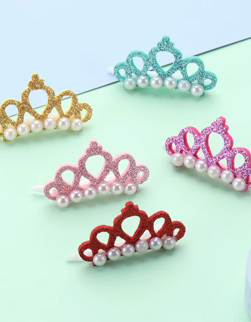 Load image into Gallery viewer, Pinzas Para El Pelo Con Forma De Corona De Perlas De Imitación Para Mascotas, Horquillas Para Cachorros, Accesorios De Aseo, Decoración Para Perros Y Gatos Pequeños
