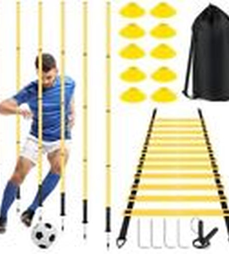 Soccer Agility Training Equipment: 6 Soccer Agility Poles, 20Ft Agility Yellow