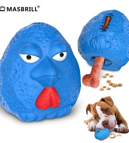 Rubber Dog Chew Toys,Treat Food Dispensing Dog Toys for Teeth Cleaning, Interactive Puzzle Dog Toys for Small Medium Large Dogs Blue