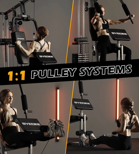 Multifunctional Home Gym System, Home Gym Station with 100LBS Weight Stack, All in One Workout Machine for Full Body Strength Training