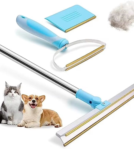 Carpet Rake Pet Hair Remover Set Pet Hair Removal Tool Telescopic Handle Rug Rake for Dog Cat Hair 180° Rotation Carpet Shave