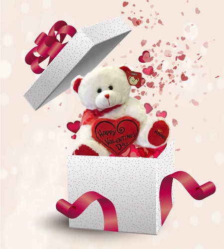 Happy Valentine’S Day Stuffed Teddy Bear- Teddy Bear to Gift for Valentine’S Day for Couples- White Valentines Teddy Bear with Heart Pillow - 11.81” / 30 Cm.