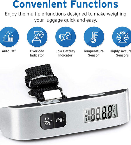 Luggage Scale, Digital Portable Handheld Suitcase Weight for Travel with Rubber Paint, Temperature Sensor, 110 Pounds, Battery Included