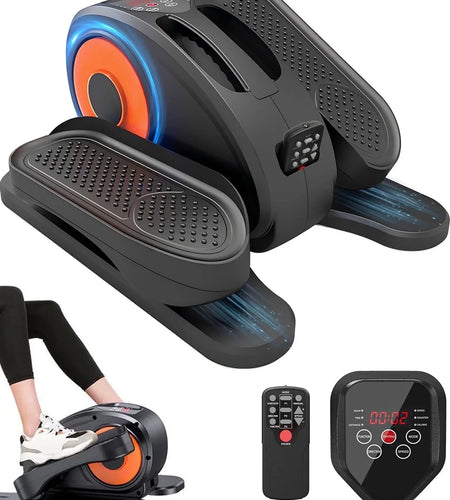 under Desk Elliptical, Electric Ellipse Leg Exerciser While Sitting for Seniors Adults, Auto/Manual Dual Mode Motorized Foot Pedal Exerciser with Remote Control for Home Office Use