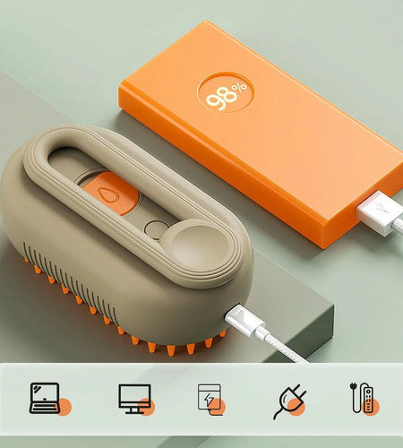 Cat Steam Brush, 3 in 1 Self Cleaning Cat Steamy Pet Brush Steamer Brush for Massage for Removing Tangled and Loosse Hair (2PCS Light Green)