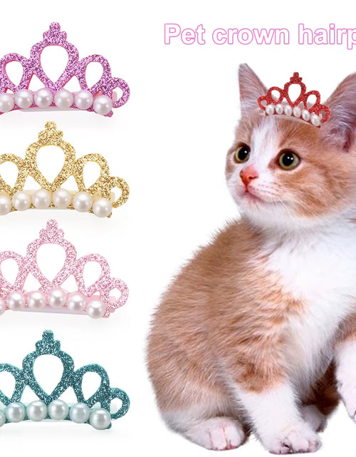 Load image into Gallery viewer, Pinzas Para El Pelo Con Forma De Corona De Perlas De Imitación Para Mascotas, Horquillas Para Cachorros, Accesorios De Aseo, Decoración Para Perros Y Gatos Pequeños
